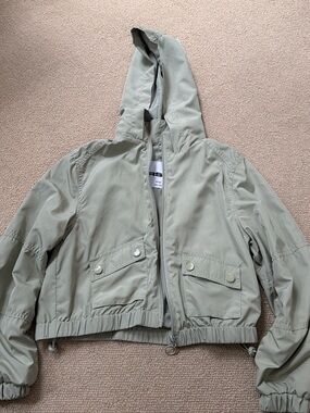 RSQ Sage Green Hooded Bomber Jacket